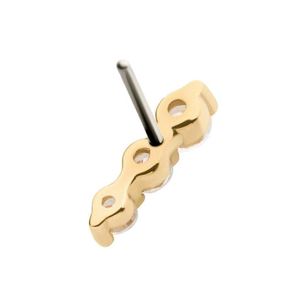 Invictus 14Kt Yellow Gold Threadless with Prong Set Round CZ 3-Cluster Top