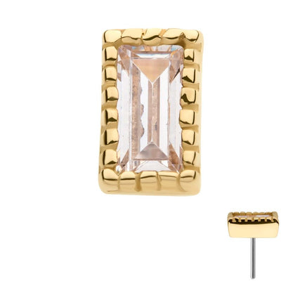 Invictus 14Kt Yellow Gold Threadless with Baguette CZ Rectangular Top