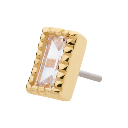 Invictus 14Kt Yellow Gold Threadless with Baguette CZ Rectangular Top