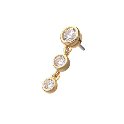 Invictus 14Kt Yellow Gold Threadless Bezel Set Round Gem Top with Floating Double Gem