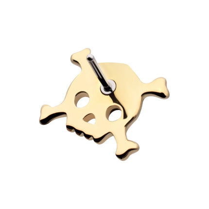Invictus 14Kt Yellow Gold Threadless Polished Finish Skulls and Crossbones Top