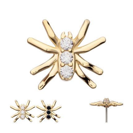 Invictus 14kt Yellow Gold Threadless Prong Set 3-Round Gem Spider Top