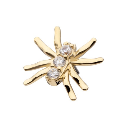 Invictus 14kt Yellow Gold Threadless Prong Set 3-Round Gem Spider Top