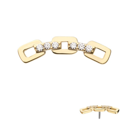 Invictus 14Kt Yellow Gold Threadless Prong Set Round Gem Curved Chain Link Top