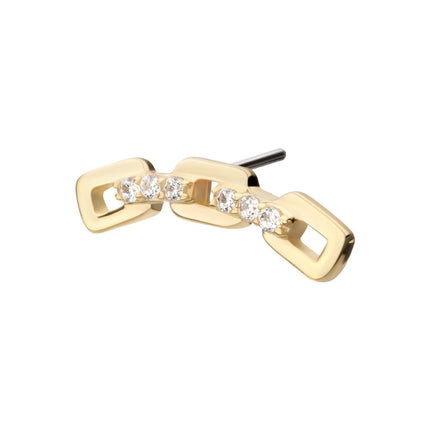 Invictus 14Kt Yellow Gold Threadless Prong Set Round Gem Curved Chain Link Top