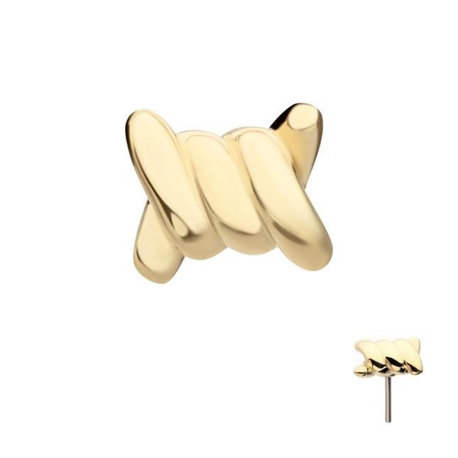 Invictus 14Kt Yellow Gold Threadless Barbed Wire Knot Top