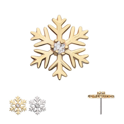 Invictus 14Kt Gold Threadless 6-Prong Round Gem Snowflake Top