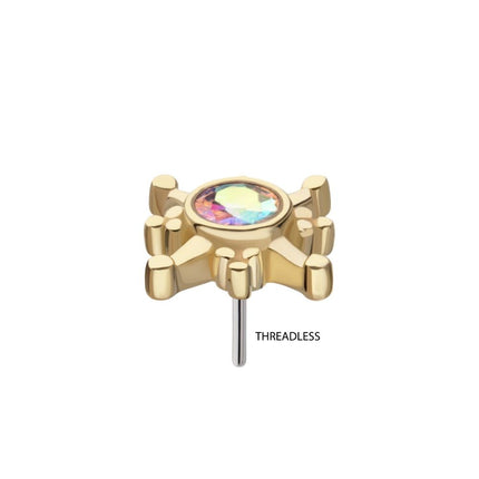 Invictus 14Kt Yellow Gold Threadless Bezel Set Gem North Star Top