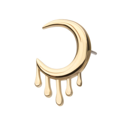 Invictus 14Kt Yellow Gold Threadless 2D Dripping Crescent Moon Top