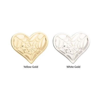 Invictus 14Kt Gold Threadless Heart Top with Carved Spiderweb