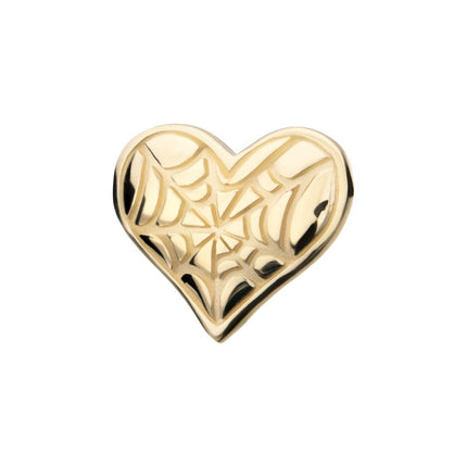 Invictus 14Kt Gold Threadless Heart Top with Carved Spiderweb