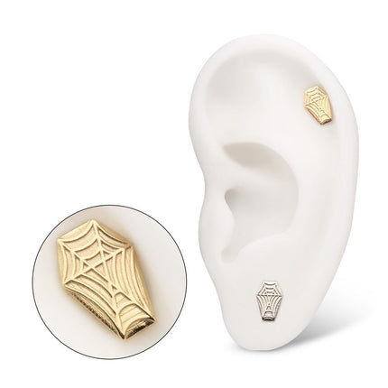 Invictus 14Kt Gold Threadless Coffin Top with Carved Spiderweb