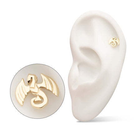 Invictus 14Kt Yellow Gold Threadless Winged Dragon Top