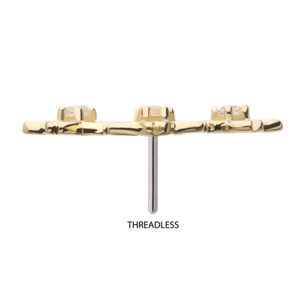 Invictus 14Kt Yellow Gold Threadless Triple Cut Out Cherry Blossom Flower Top with Prong Set Gem