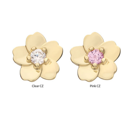 Invictus 14Kt Yellow Gold Threadless Cherry Blossom Flower Top with Prong Set Gem