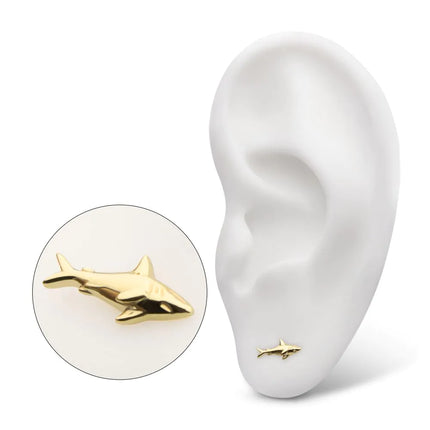 Invictus 14Kt Yellow Gold Threadless 2D Shark Top