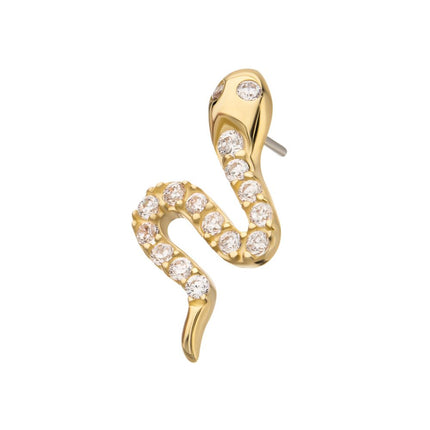 Invictus 14Kt Yellow Gold Threadless Pave Gem Snake Top