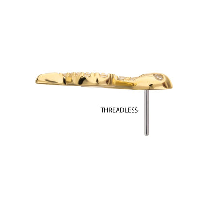 Invictus 14Kt Yellow Gold Threadless Pave Gem Snake Top