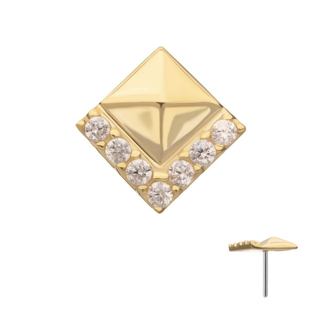 Invictus 14Kt Yellow Gold Threadless Rhombus with V-Cluster Prong Set Gem Top