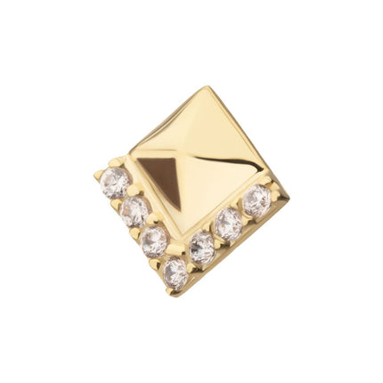 Invictus 14Kt Yellow Gold Threadless Rhombus with V-Cluster Prong Set Gem Top