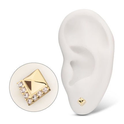 Invictus 14Kt Yellow Gold Threadless Rhombus with V-Cluster Prong Set Gem Top