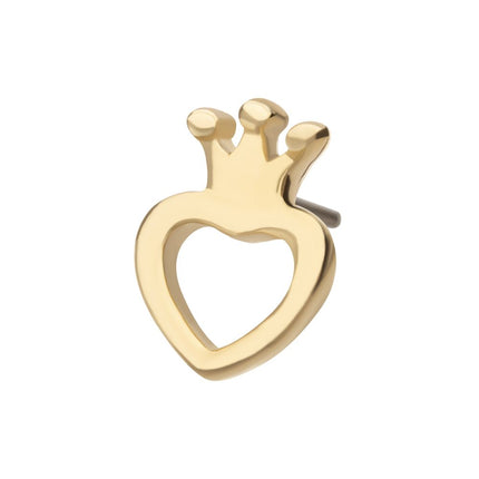 Invictus 14Kt Yellow Gold Threadless Open Heart with Crown Top