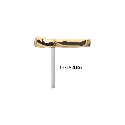 Invictus 14Kt Yellow Gold Threadless Open Heart with Crown Top
