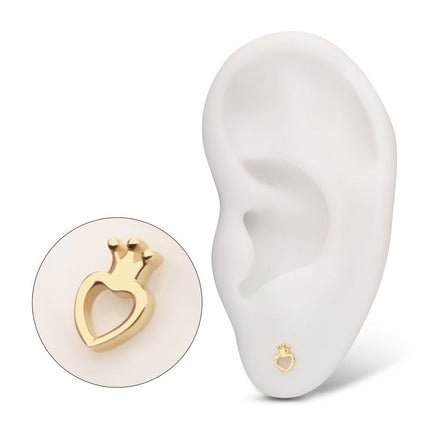 Invictus 14Kt Yellow Gold Threadless Open Heart with Crown Top