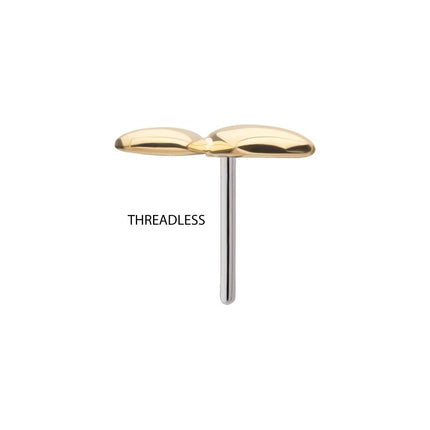 Invictus 14Kt Yellow Gold Threadless Double Puffy Heart Top