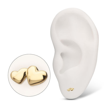 Invictus 14Kt Yellow Gold Threadless Double Puffy Heart Top