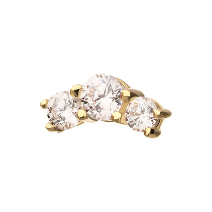 Invictus 14Kt Yellow Gold Threadless Centered Gem Curved Cluster Top