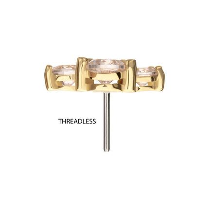 Invictus 14Kt Yellow Gold Threadless Centered Gem Curved Cluster Top