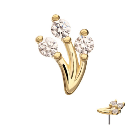 Invictus 14Kt Yellow Gold Threadless Prong Set Gem Vine Top