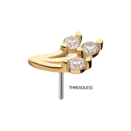 Invictus 14Kt Yellow Gold Threadless Prong Set Gem Vine Top