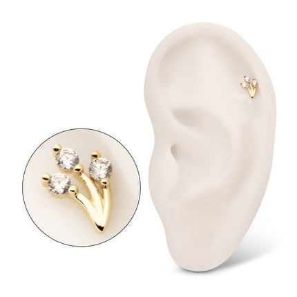 Invictus 14Kt Yellow Gold Threadless Prong Set Gem Vine Top