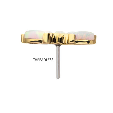 Invictus 14Kt Gold Threadless Fan Shape Top with 5-Cluster Marquise Prong Opal
