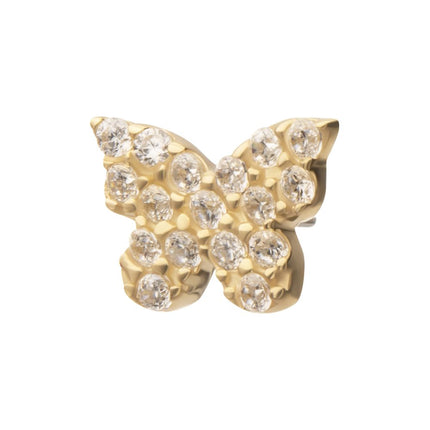 Invictus 14Kt Yellow Gold Threadless Butterfly with Pave Gem Top