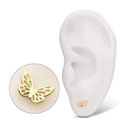 Invictus 14Kt Yellow Gold Threadless Cut Out Butterfly Top