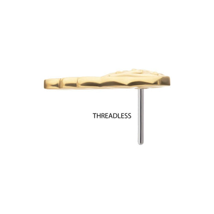 Invictus 14Kt Gold Threadless Angel Wing with Pave Gem Top (Left Ear)