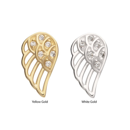 Invictus 14Kt Gold Threadless Angel Wing with Pave Gem Top (Right Ear)