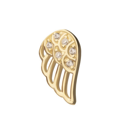 Invictus 14Kt Gold Threadless Angel Wing with Pave Gem Top (Right Ear)