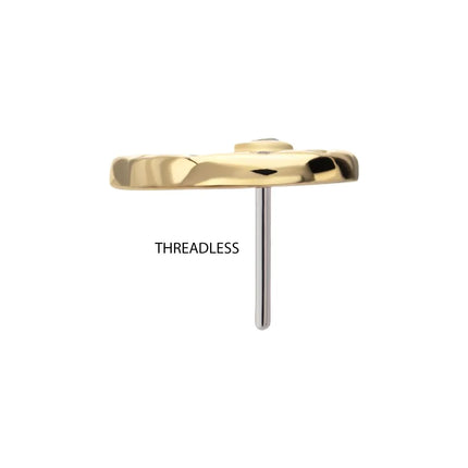 Invictus 14Kt Yellow Gold Threadless Aqua CZ Gem Snaill Top