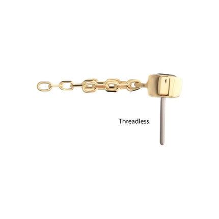 Invictus 14Kt Yellow Gold Threadless Bezel Set Gem Top with Triple Chain Dangle