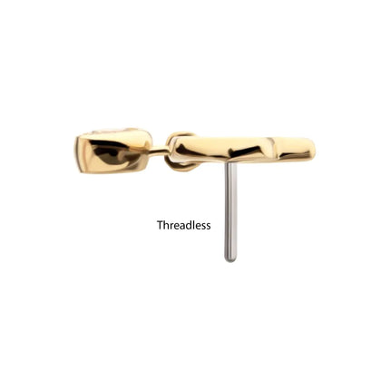 Invictus 14Kt Yellow Gold Threadless Lotus Flower Top with Bezel Gem Dangle