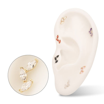 Invictus 14Kt Gold Threadless Vine Shape Top with 3-Tier Marquise Gem