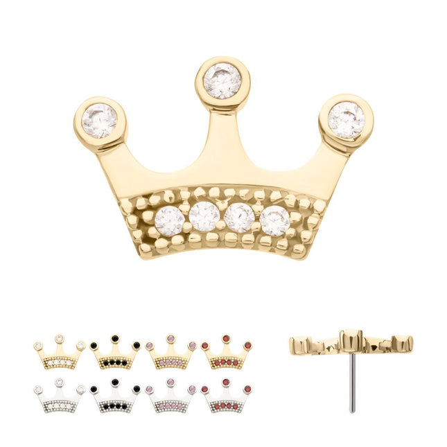 Invictus 14Kt Gold Threadless Bezel CZ Gem Edge Crown Top