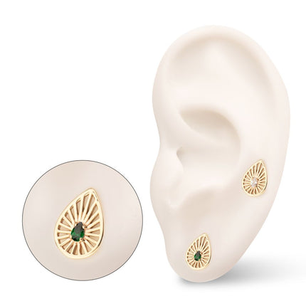 Invictus 14Kt Yellow Gold Threadless Prong Set Teardrop CZ Gem on a Radiant Teardrop Shape Top