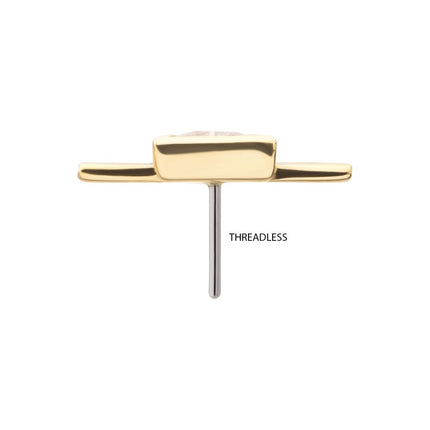 Invictus 14Kt Yellow Gold Threadless Bezel Set Triangle CZ Gem on a Radiant Triangle Shape Top