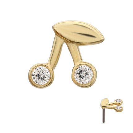 Invictus 14Kt Yellow Gold Threadless Double Round Bezel Gem Cherry Top