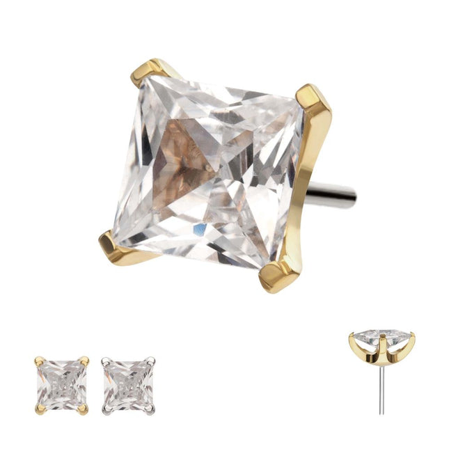 Invictus 14Kt Gold Threadless 4 Prong Set Princess Cut Gem Top